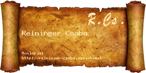 Reininger Csaba névjegykártya